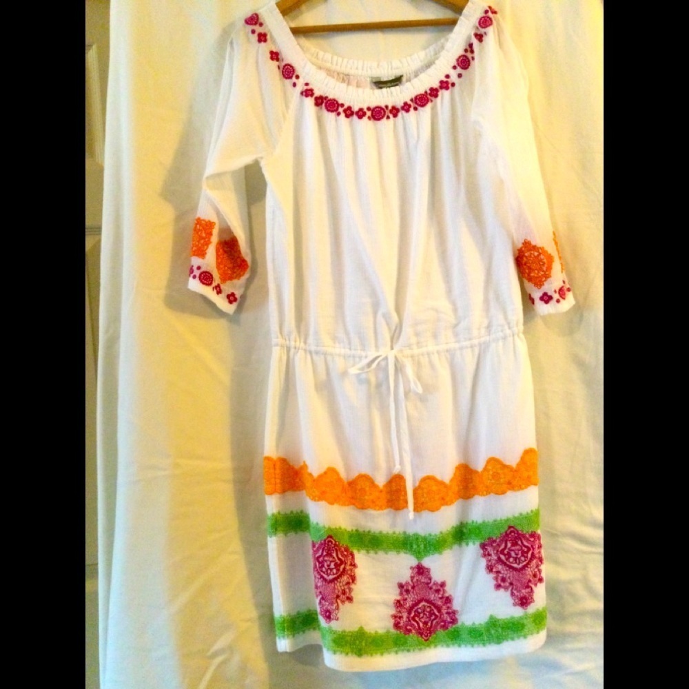 Tommy Bahama white embroidered dress.
